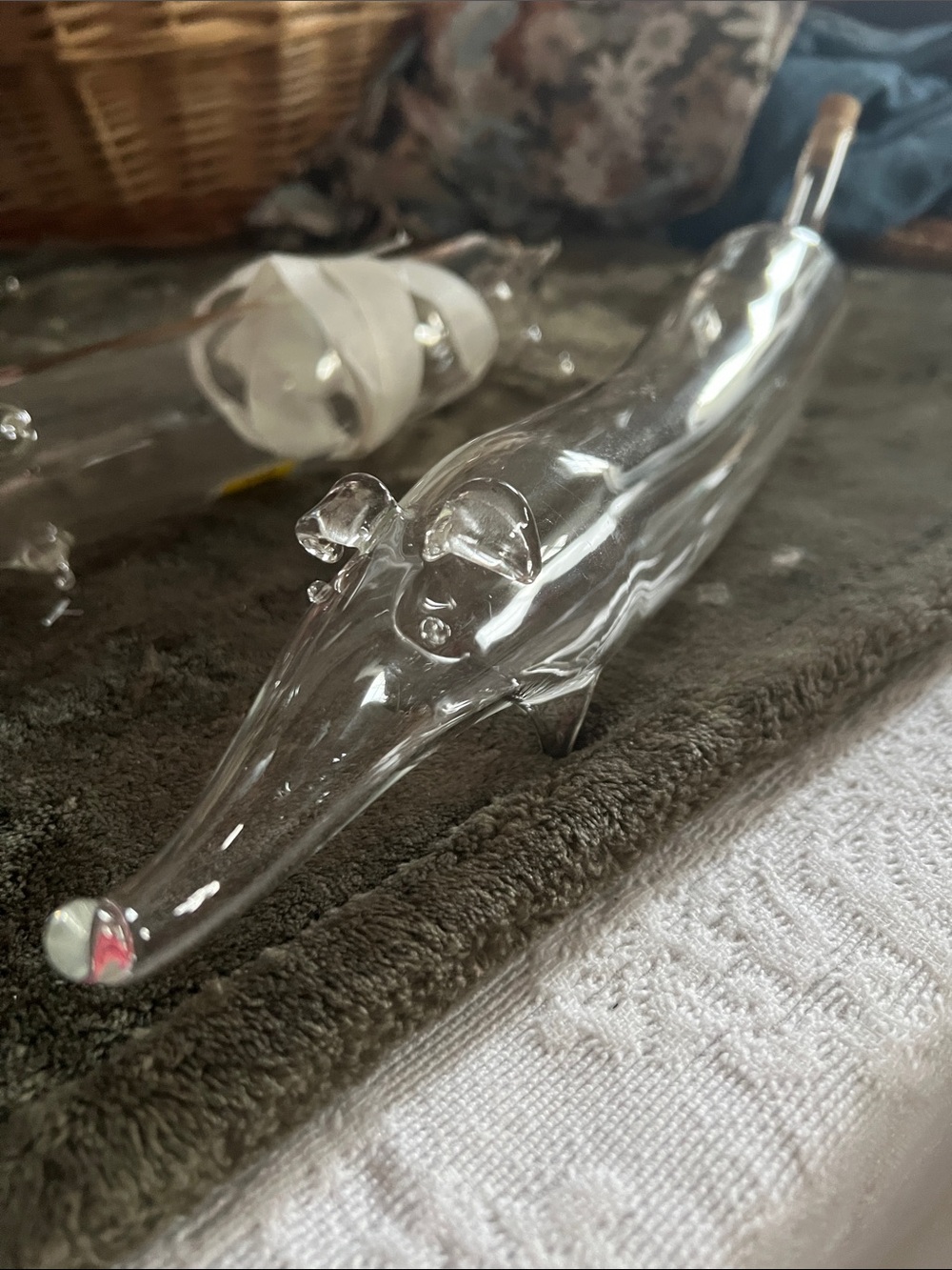 Hand Blown Glass Dachshund Oil & Vinegar Cruet Set | Wiener Dog Kitchen Decor